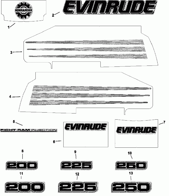  EVINRUDE E200FCXSNF Ficht RAM Injection, 25 in.,   - White Models