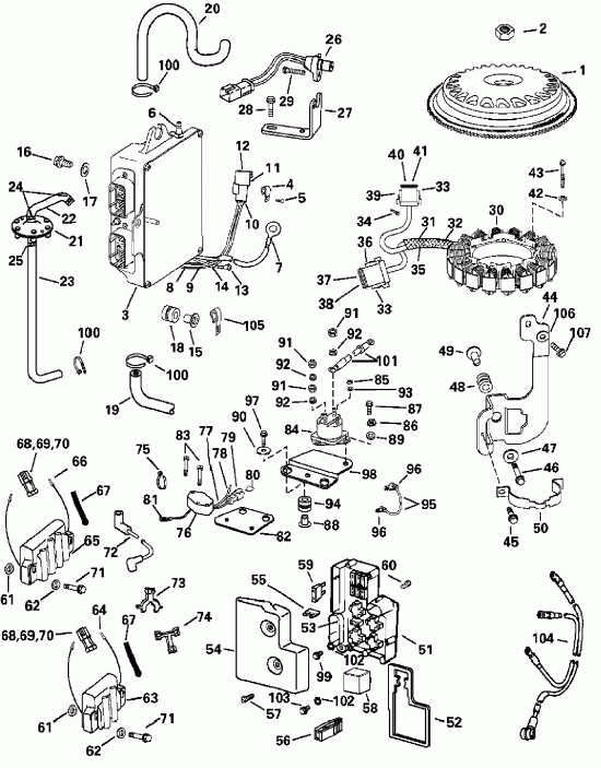 ��������� ��������� EVINRUDE E200FCXSNF Ficht RAM Injection, 25 in.,   - ectrical System