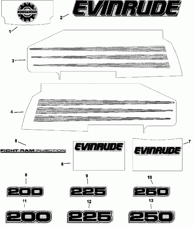    EVINRUDE E225FCXSNF Ficht RAM Injection, 25 in.,   - White Models