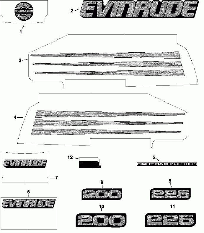 ��������� ��������� EVINRUDE E225FPXSNF Ficht RAM Injection, 25 in. s  - Blue Models - ������� Models