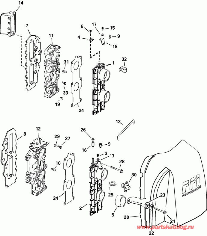 ��������� �������� ����� EVINRUDE E115FPLSTB  - take Manifold / take ���������