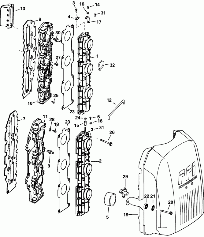  Evinrude E150FSLSTF  - take Manifold
