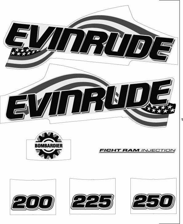    EVINRUDE E225FCXSTM  -  Flag Set / White Flag Set