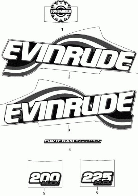 �������� ��������� ����� Evinrude E225FHLSTA  - Fhl Models - Fhl Models