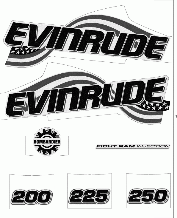   Evinrude E225FPXSTM  - White Flag Set