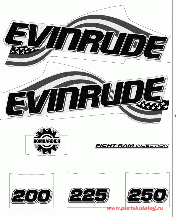   Evinrude E225FPZSTM  - White Flag Set -  Flag Set