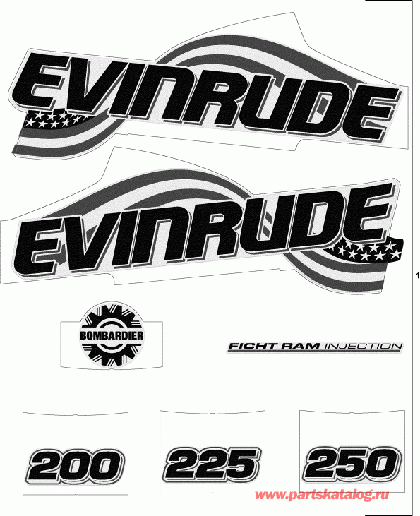  Evinrude E225FPZSTM  - White Flag Set - ����� Flag Set