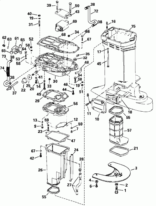    EVINRUDE E225FPZSRB  - haust Housing - haust 