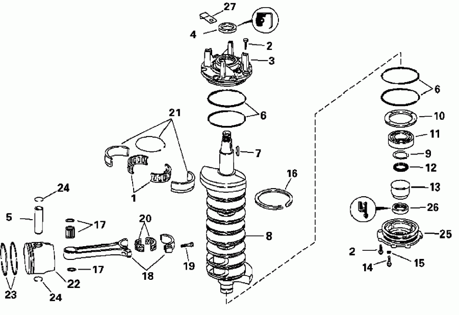    EVINRUDE E250FCXSRM  - ankshaft And Pistons - ank  