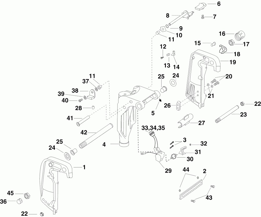 ��������� ����� Evinrude E40DELSRC  - ivel Bracket (dp Model) / ivel ��������� (dp Model)