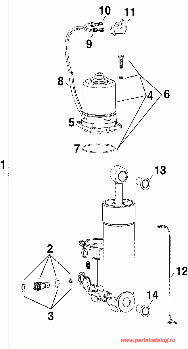 ��������� ����� Evinrude E40DELSRC  - im & Tilt Hydraulic Assembly / im & Tilt Hydraulic Assembly