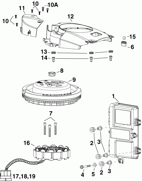 ����� EVINRUDE E40DRLSRC  - m, ������, ������� - m, Stator, Flywheel