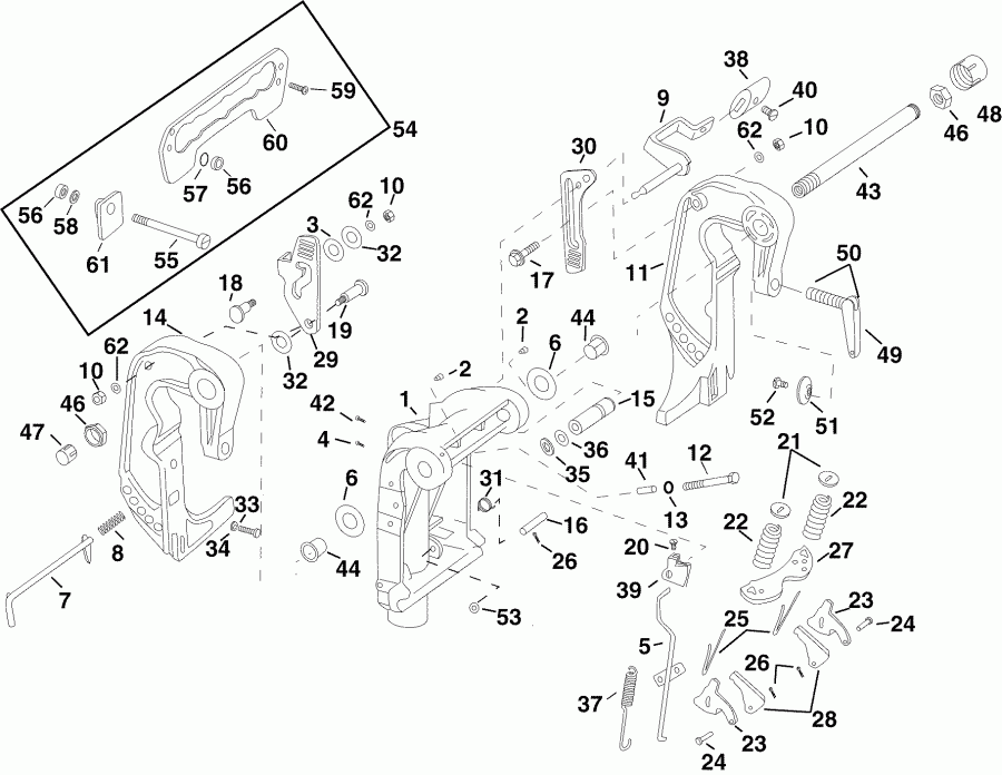 ��������� ��������� EVINRUDE E40DRLSRC  - ivel ��������� (dr & De Models) - ivel Bracket (dr & De Models)