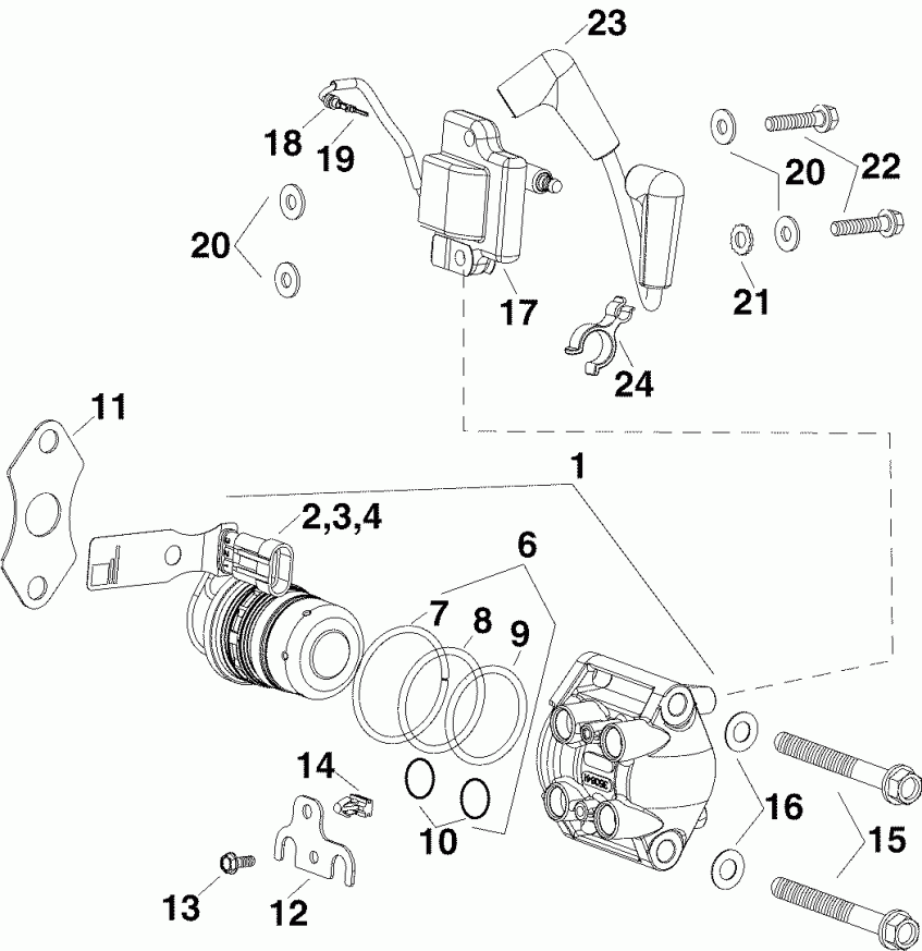 ��������� ����� EVINRUDE E75DPLSRC  - el Injector & Ignition Coil - el �������� & ������� ���������
