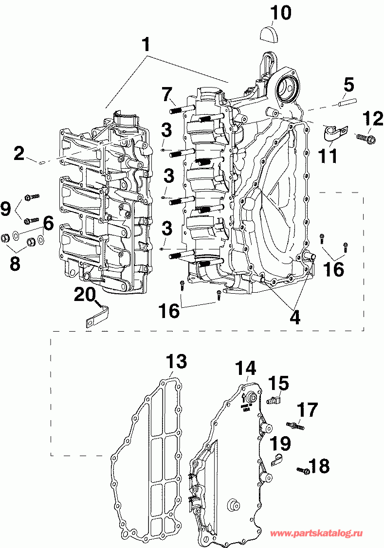 ��������� ������� E90DPXSRC  - linder & Crankcase / linder & ������ ���������
