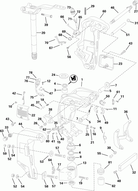 ��������� Evinrude E90DPXSRC  - ivel ��������� / ivel Bracket