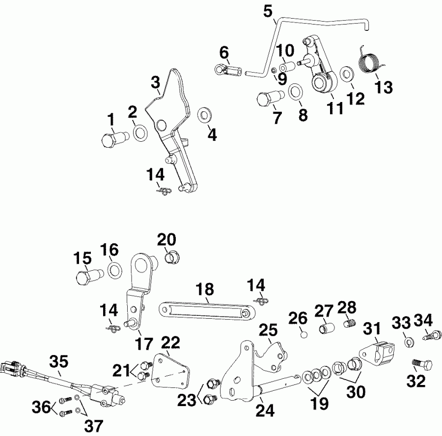 ��������� ����� Evinrude E90DPXSRC  - rottle & ������������� ��������� - rottle & Shift Linkage