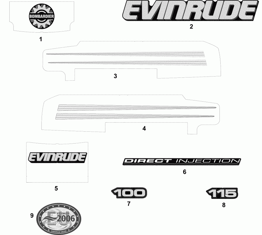 ��������� Evinrude E100FSLSOC  - cals Blue Models - cals ������� Models