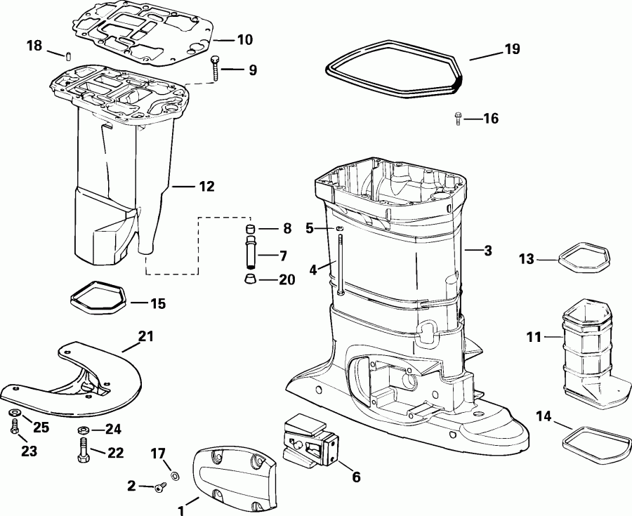  Evinrude E100FSLSOC  - haust ������ / haust Housing