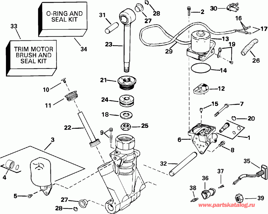 ��������� Evinrude E135FCXSOB  - wer Trim / tilt Hydraulic Assembly - wer Trim/tilt Hydraulic Assembly