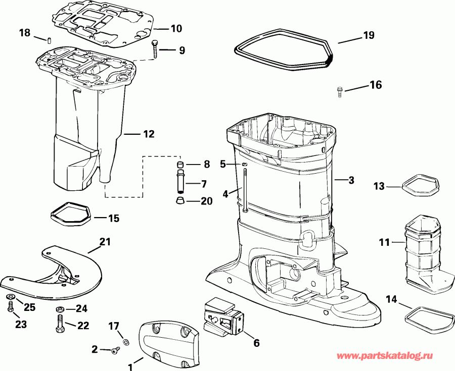 ��������� ��������� EVINRUDE E175FCXSOD  - haust ������ - haust Housing