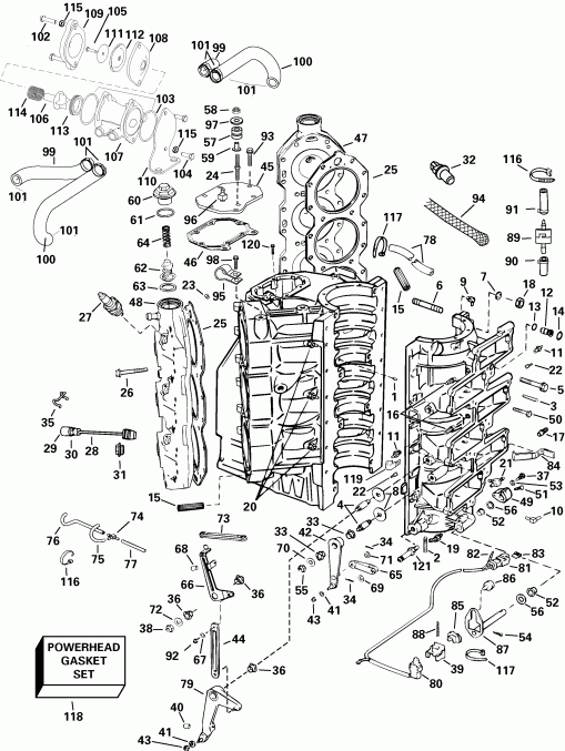 �������� ����� Evinrude E200FPLSOE  - linder & ������ ��������� - linder & Crankcase
