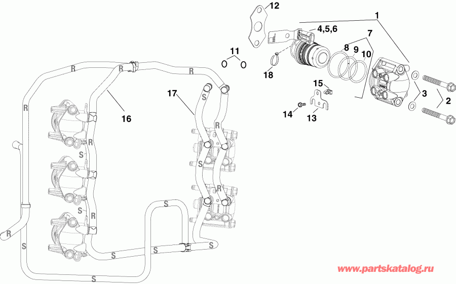 ��������� ����� EVINRUDE E225DHLSOC  - el Injector & Rails - el �������� & Rails