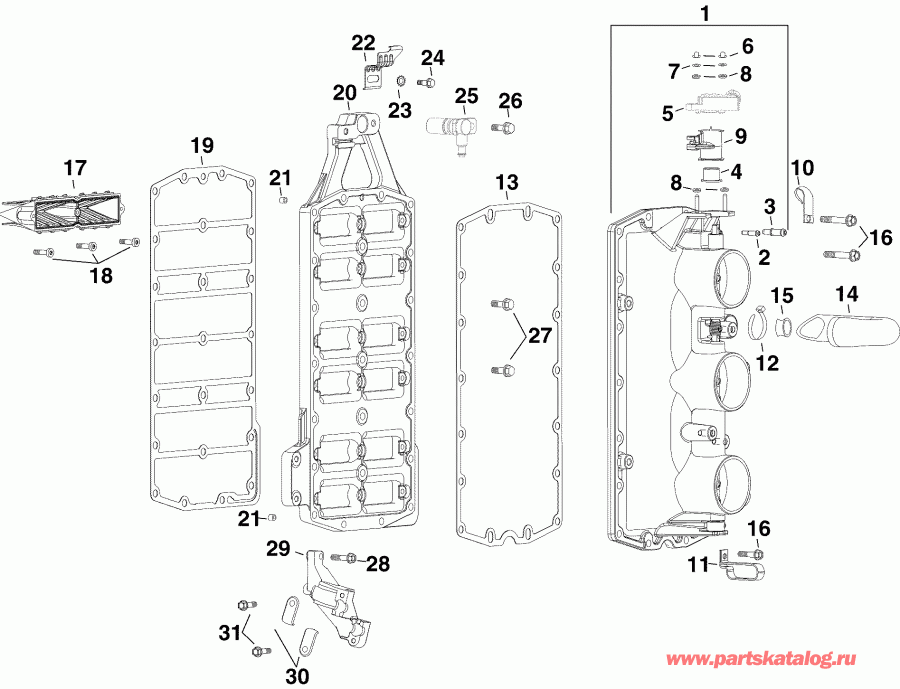 ��������� ����� EVINRUDE E225DHLSOC  - rottle Body & Reed Plate / rottle ������ & Reed ��������