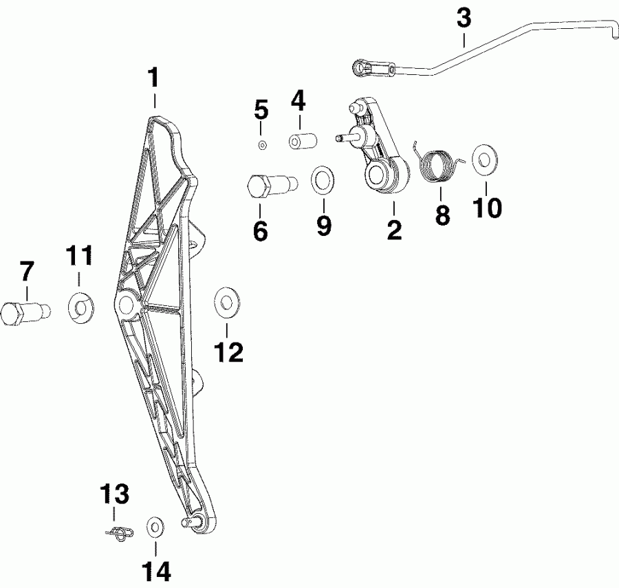 ��������� ��������� Evinrude E225DHLSOF  - rottle Linkage