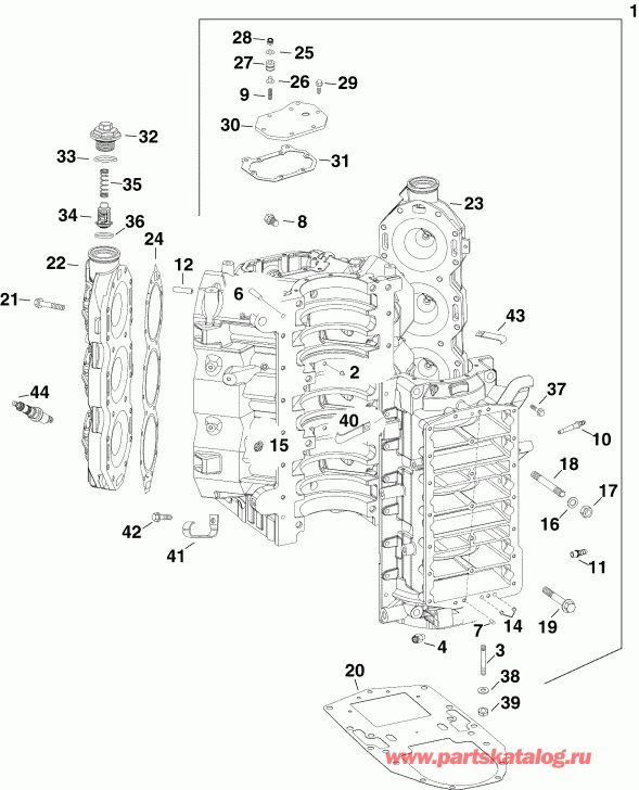 �������� ����� ������� E225DHXSOC  - linder & Crankcase / linder & ������ ���������