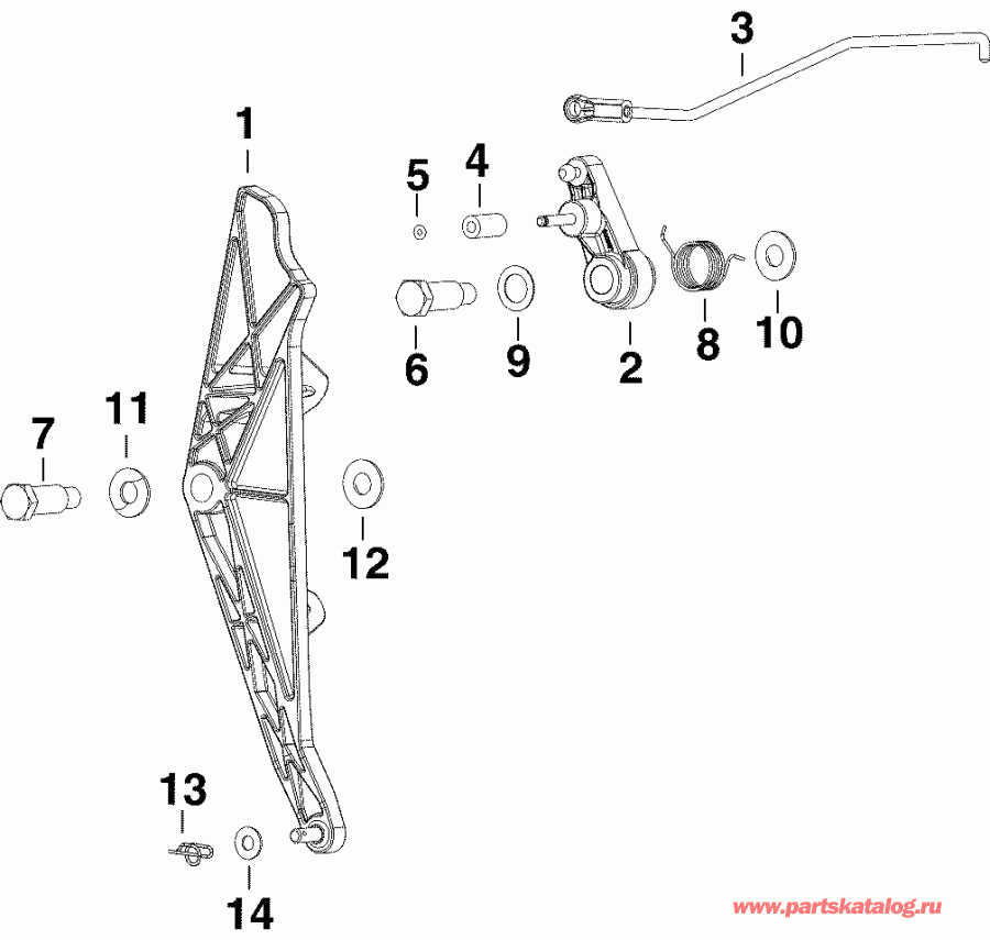 ��������� Evinrude E225DHXSOC  - rottle ��������� �������� / rottle Linkage