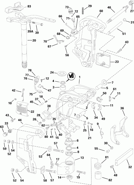 �������� ��������� ����� EVINRUDE E225DPXSOC  - ern & Swivel Bracket