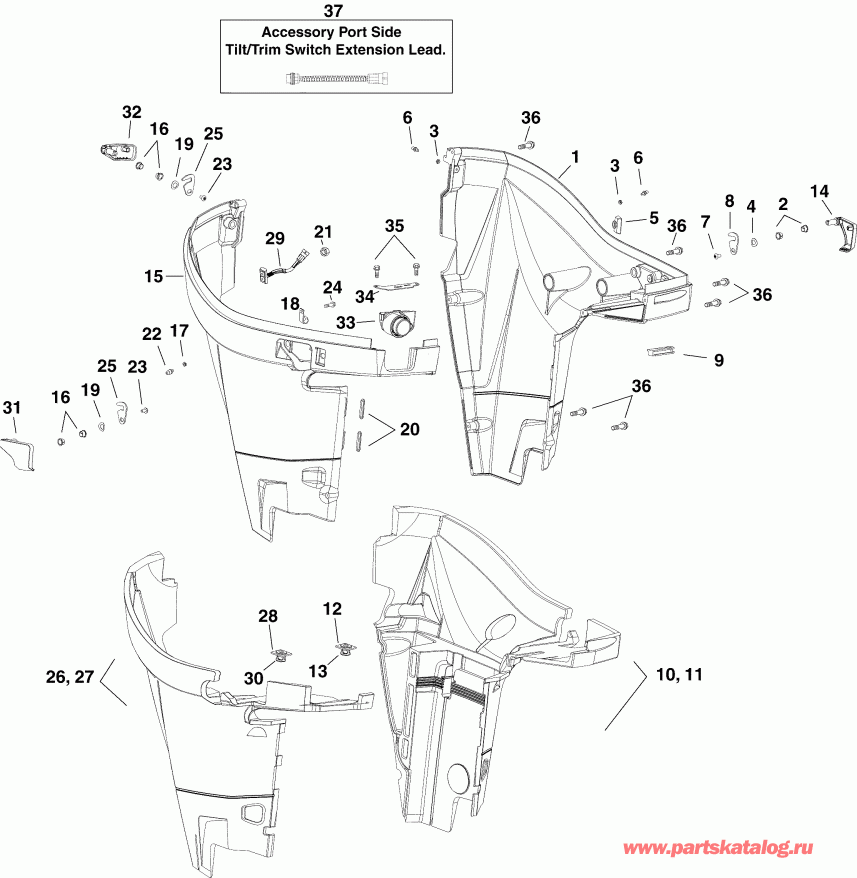 �������� ��������� ����� EVINRUDE E225DPZSOC  - wer Engine Cover