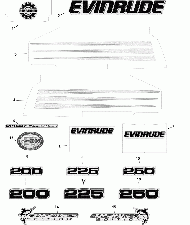 ��������� ����� EVINRUDE E225FCXSOE  - White Models / ����� Models