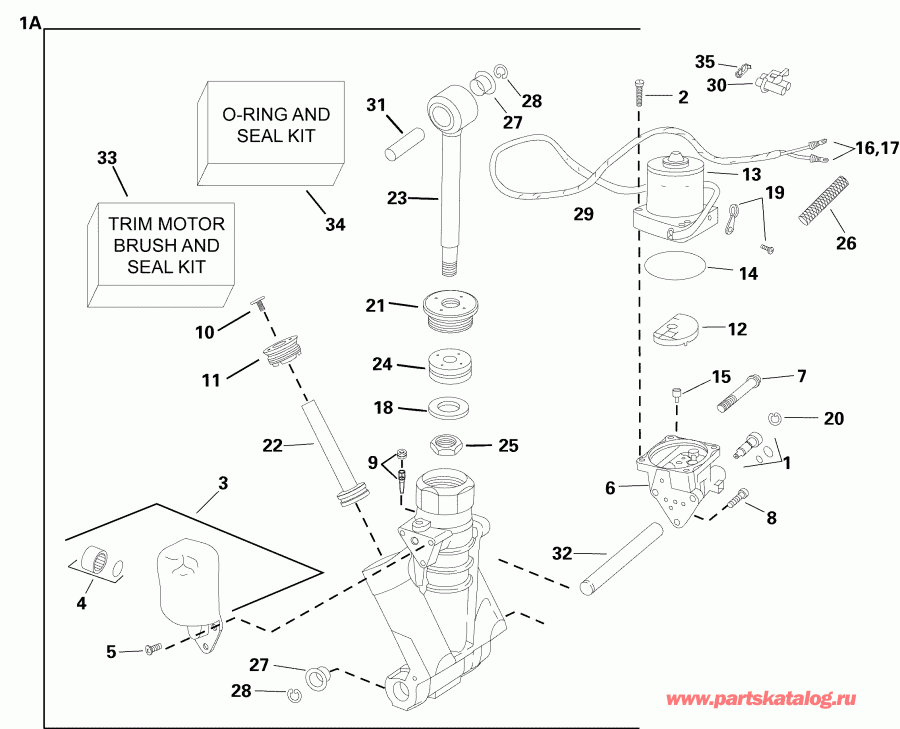 ��������� �������� ����� Evinrude E250DPZSOC  - im & Tilt Assembly - im & Tilt Assembly
