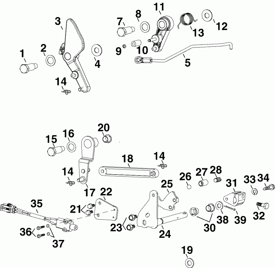 �������� ����� Evinrude E40DELSOR  - rottle & ������������� ��������� / rottle & Shift Linkage
