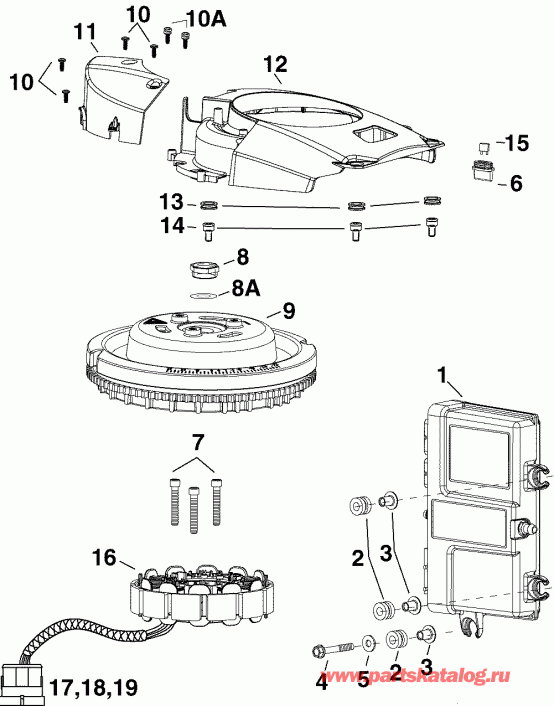 ��������� ��������� ������� E50DPLSOR  - m, Stator, Flywheel