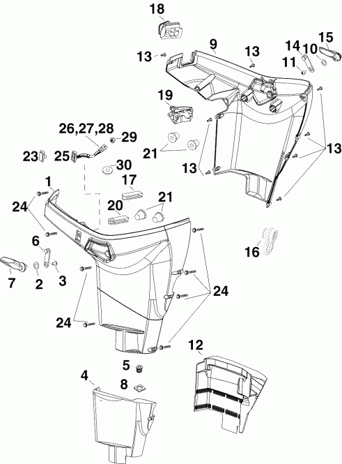 EVINRUDE E50DPLSOR  - wer Engine Cover - wer   ()