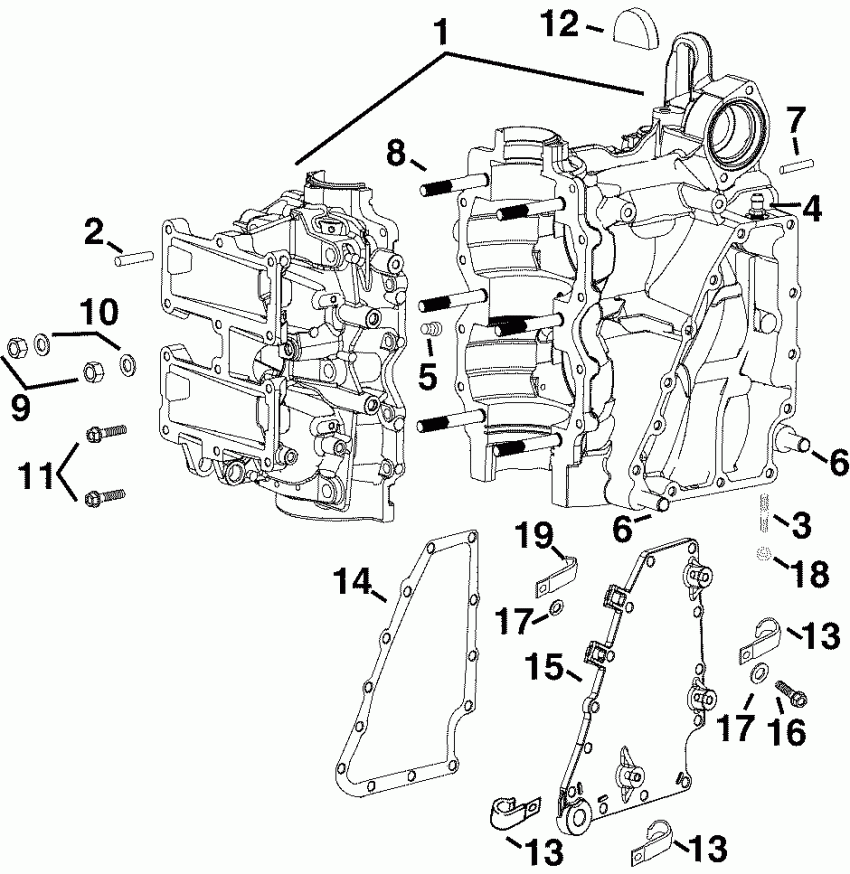 �������� ����� EVINRUDE E60WDRLSOS  - linder/crankcase