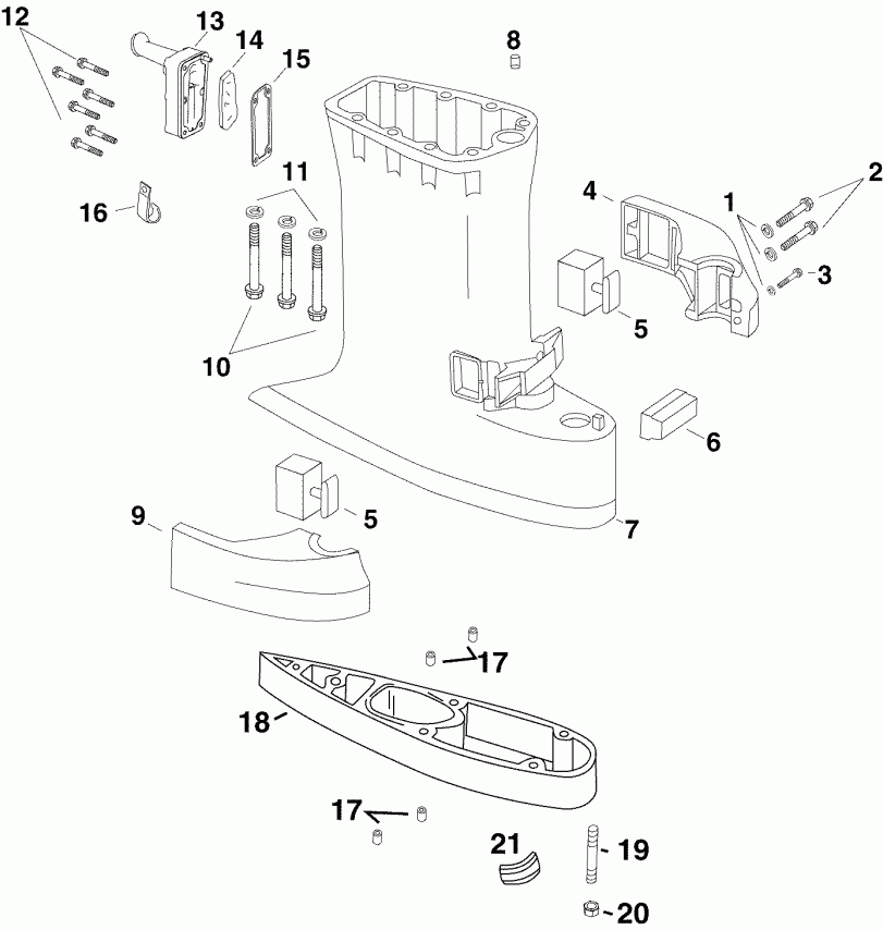 ��������� ��������� EVINRUDE E60WDRYSOS  - haust ������ / haust Housing
