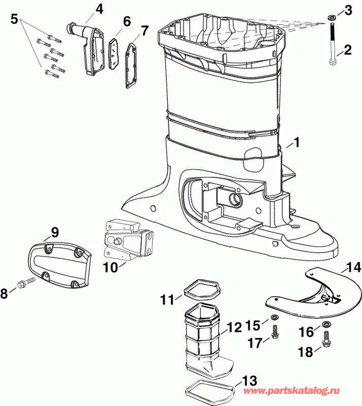 �������� ��������� ����� EVINRUDE E90DPLSOR  - haust Housing / haust ������