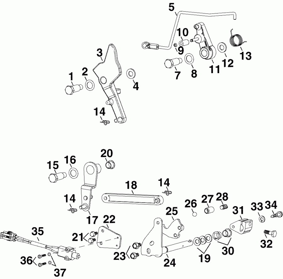 ��������� Evinrude E90DSLSOC  - rottle & Shift Linkage