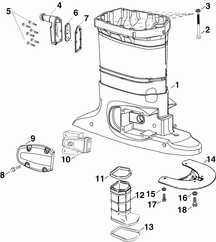��������� ����� Evinrude E90WDPLSOS  - haust ������ - haust Housing