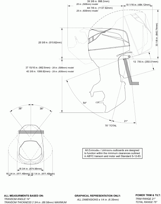 �������� ��������� ����� EVINRUDE E115FSLSDS  - ofile Drawing