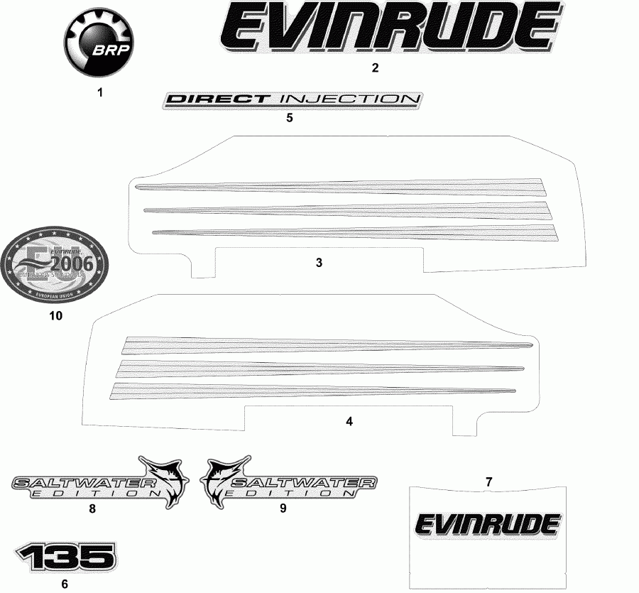 ��������� EVINRUDE E135FCXSDE  - cals ����� Models - cals White Models