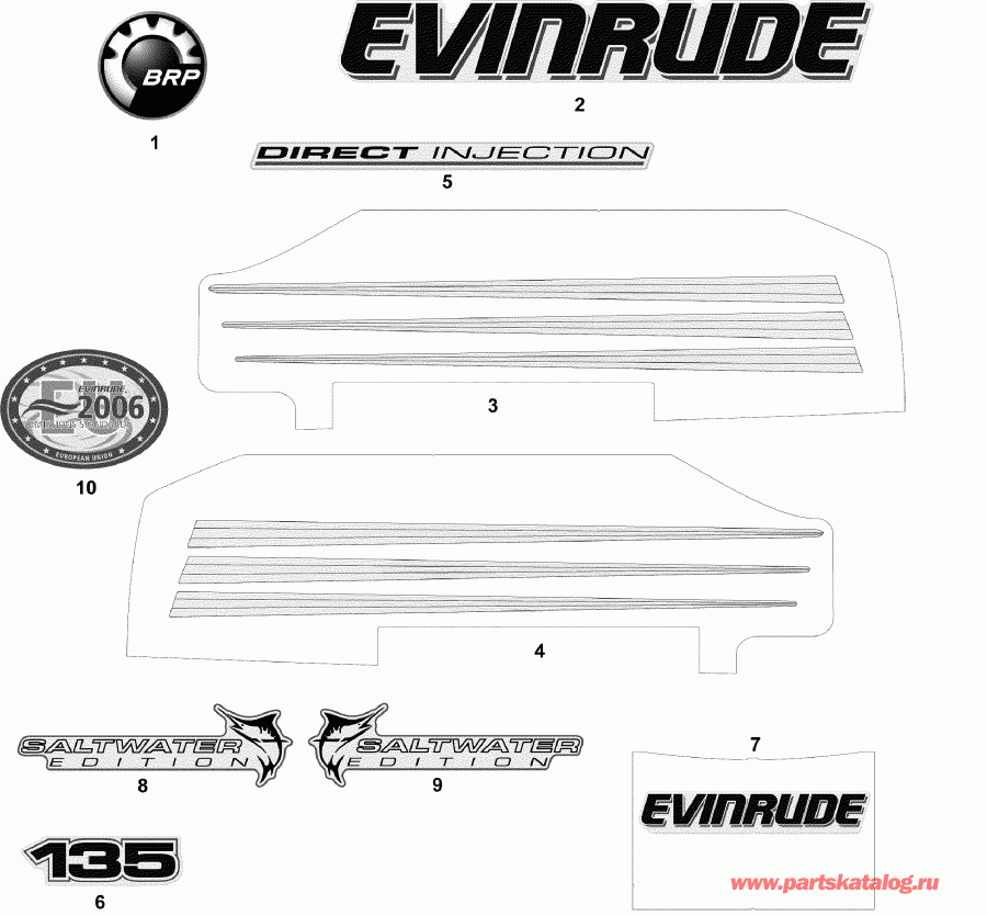  Evinrude E135FSLSDE  - cals White Models / cals  Models