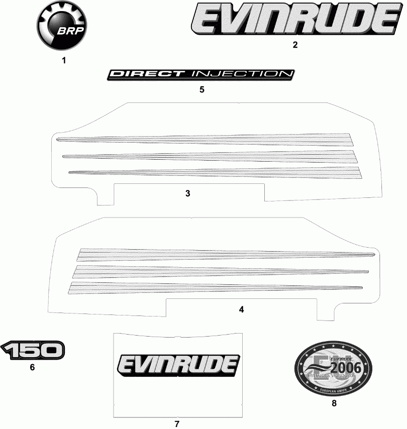 �������� ��������� ����� Evinrude E150FPLSDR  - cals ������� Models / cals Blue Models