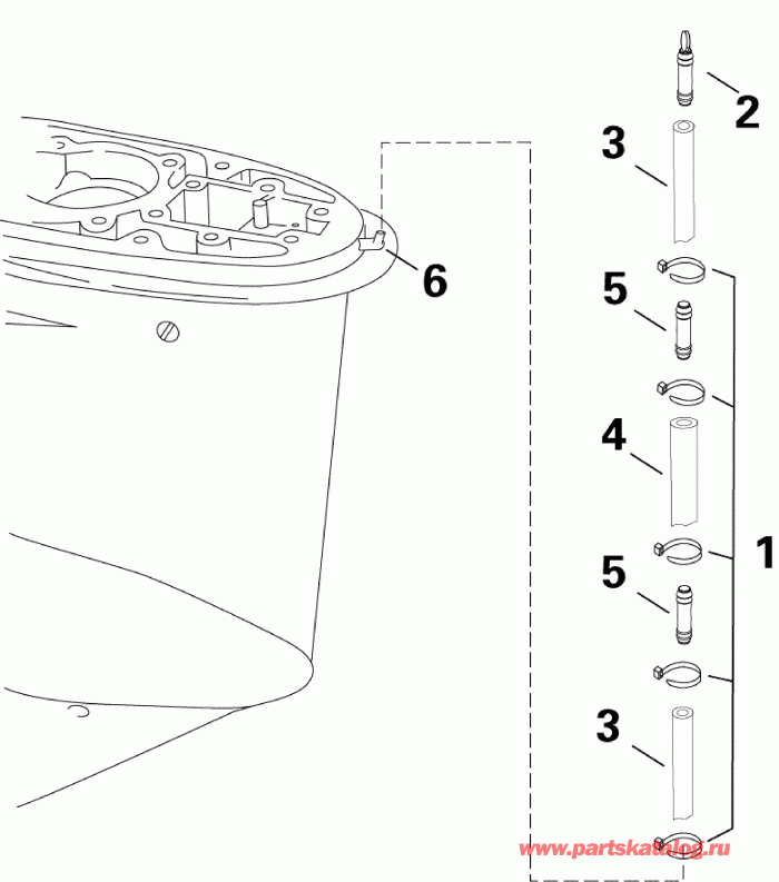 �������� ����� EVINRUDE E225DCXSDR  - eedometer Hose Assembly / eedo������ ����� Assembly