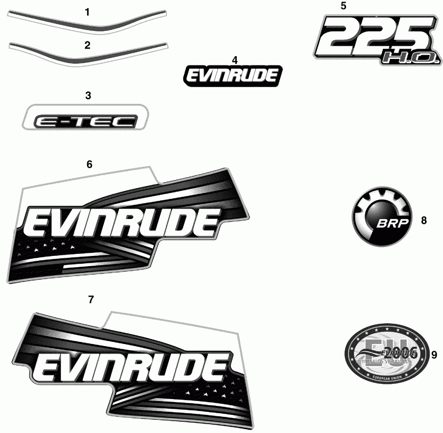 ��������� �������� ����� EVINRUDE E225DHXSDF  - cals / cals