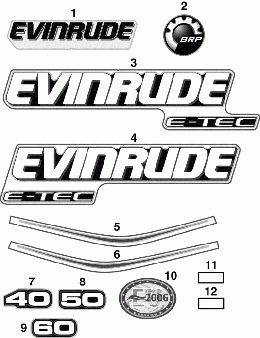 ��������� ��������� Evinrude E40DRLSDA  - cals / cals